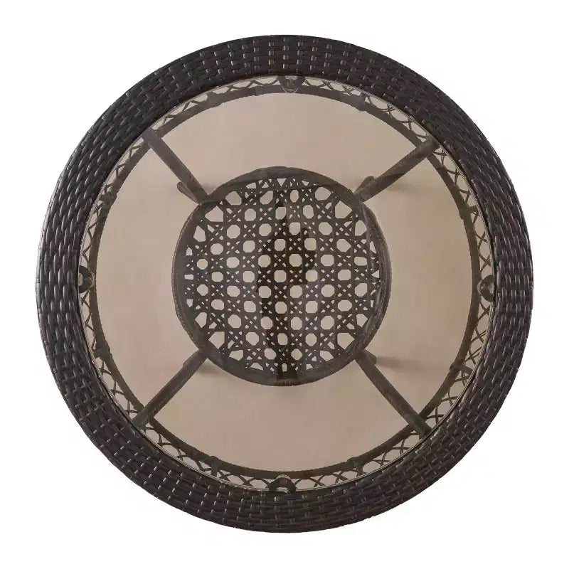 GDFStudio Blythe Set da pranzo da 5 pezzi in vimini e vetro temperato per esterni