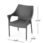 Christopher Knight Home Nelly Ensemble de salle à manger extérieur 6 pièces en bois d'acacia avec chaises et banc empilables en osier