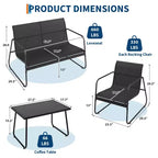Set di mobili da conversazione per esterni da 4 pezzi, set di tavolo e sedie da esterno in Textilene resistente alle intemperie, mobili da patio piccoli per balcone e giardino