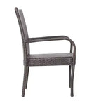 GDFStudio Set da Pranzo da Esterno in Rattan a 7 Pezzi Slate con Sedie Impilabili
