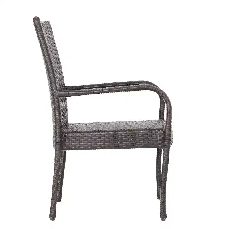 GDFStudio Set da Pranzo da Esterno in Rattan a 7 Pezzi Slate con Sedie Impilabili