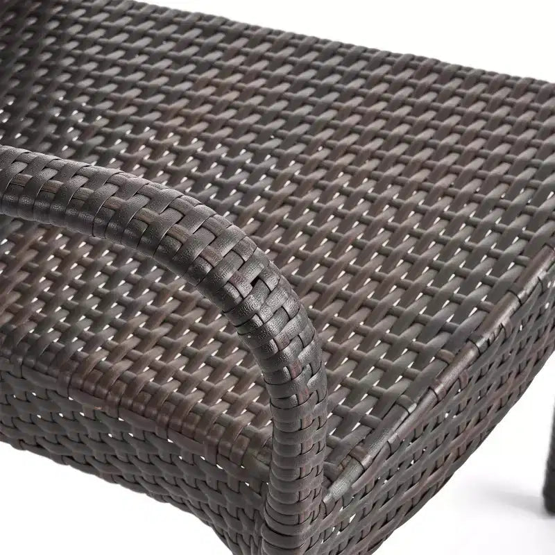 GDFStudio Set da Pranzo da Esterno in Rattan a 7 Pezzi Slate con Sedie Impilabili