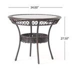 Set da pranzo GDFStudio Kija da 5 pezzi in vimini e vetro temperato con cuscini per esterni