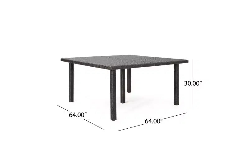 Christopher Knight Home Kama Set da Pranzo da Esterno in Vimini da 9 Pezzi con Tavolo Quadrato da 64 Pollici e Sedie Impilabili