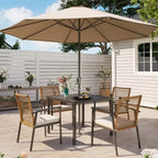 LAUSAINT HOME Set da pranzo da esterno in rattan da 5 pezzi Tavolo e sedie da esterno in rattan per cortile, giardino e bordo piscina