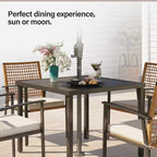 LAUSAINT HOME Set da pranzo da esterno in rattan da 5 pezzi Tavolo e sedie da esterno in rattan per cortile, giardino e bordo piscina