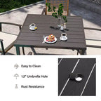 LAUSAINT HOME Set da pranzo da esterno in rattan da 5 pezzi Tavolo e sedie da esterno in rattan per cortile, giardino e bordo piscina