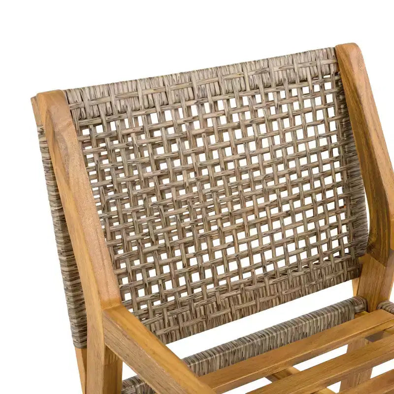 Set da pranzo per patio NAYSAYE, tavolo da esterno in legno di acacia con sedie in vimini e cuscini per giardino, patio, terrazza, Teak, 23.5*21.25*32