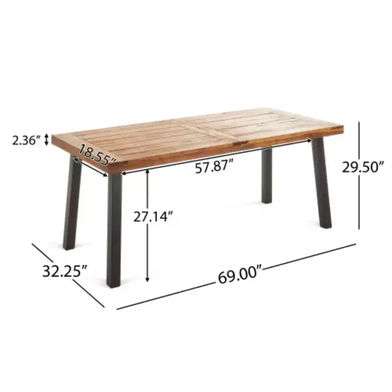 Set da pranzo per patio NAYSAYE, tavolo da esterno in legno di acacia con sedie in vimini e cuscini per giardino, patio, terrazza, Teak, 23.5*21.25*32