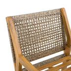 NAYSAYE Set da Pranzo per Patio, Sedie da Pranzo da Esterno in Rattan e Legno di Acacia con Cuscini, per Giardino, Marrone e Crema, 23.5*21.25*32