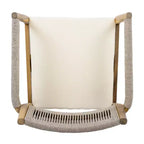 NAYSAYE Set da pranzo da patio Sedie da pranzo in legno di acacia intrecciato con cuscini e braccioli per giardino a bordo piscina, Teak e Beige, 23.25*21.5*32.25