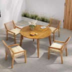 Set da pranzo NAYSAYE per esterni con tavolo in legno di acacia e sedie in vimini con cuscini per giardino, patio, marrone e crema, 23.5*21.25*32