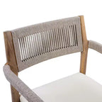 NAYSAYE Set da pranzo da patio Sedie da pranzo in legno di acacia intrecciato con cuscini e braccioli per giardino a bordo piscina, crema e beige, 23.25*21.5*32.25