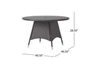 GDFStudio Holmes Set da Pranzo da Esterno in Vimini a 5 Pezzi con Tavolo Rotondo e Foro per Ombrellone