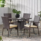 Christopher Knight Home Campbell Set da pranzo da esterno in vimini a 5 pezzi con cuscino