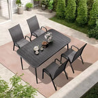 Set da pranzo da esterno Hyleory Elegant 5 pezzi con sedie impilabili e tavolo da pranzo in ferro