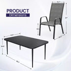 Set da pranzo da esterno Hyleory Elegant 5 pezzi con sedie impilabili e tavolo da pranzo in ferro