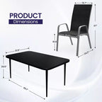 Set da pranzo da esterno Hyleory Elegant 5 pezzi con sedie impilabili e tavolo da pranzo in ferro