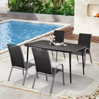 Hyleory Elegant 5-Piece Outdoor Dining Set with Stackable Patio Chairs & Iron Dining Table