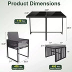 Costway Ensemble de salle à manger 9 pièces pour terrasse avec chaises en rotin PE, table en verre trempé et poufs