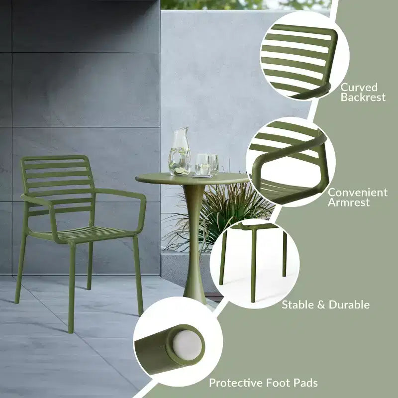 WestinTrends Playa Ensemble de table à manger de 5 pièces en métal pour l'intérieur et l'extérieur avec chaises de patio en plastique empilables