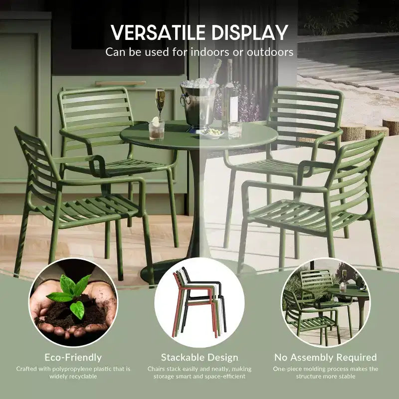 WestinTrends Playa Ensemble de table à manger de 5 pièces en métal pour l'intérieur et l'extérieur avec chaises de patio en plastique empilables