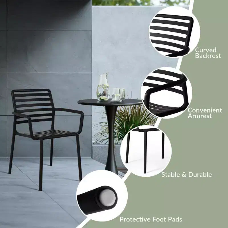 WestinTrends Playa Ensemble de table à manger de 5 pièces en métal pour l'intérieur et l'extérieur avec chaises de patio en plastique empilables