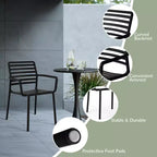 WestinTrends Playa Ensemble de table à manger de 5 pièces en métal pour l'intérieur et l'extérieur avec chaises de patio en plastique empilables