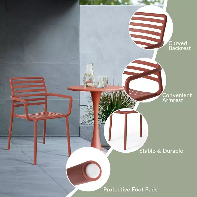 WestinTrends Playa Ensemble de table à manger de 5 pièces en métal pour l'intérieur et l'extérieur avec chaises de patio en plastique empilables