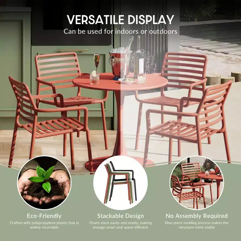 WestinTrends Playa Ensemble de table à manger de 5 pièces en métal pour l'intérieur et l'extérieur avec chaises de patio en plastique empilables