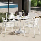 WestinTrends Playa Ensemble de table à manger de 5 pièces en métal pour l'intérieur et l'extérieur avec chaises de patio en plastique empilables
