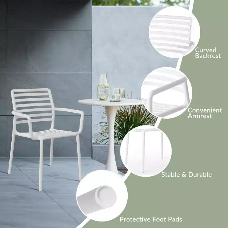 WestinTrends Playa Ensemble de table à manger de 5 pièces en métal pour l'intérieur et l'extérieur avec chaises de patio en plastique empilables