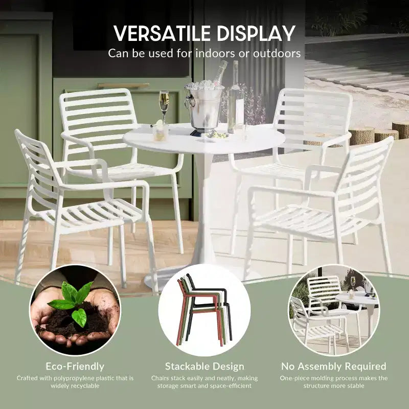 WestinTrends Playa Ensemble de table à manger de 5 pièces en métal pour l'intérieur et l'extérieur avec chaises de patio en plastique empilables