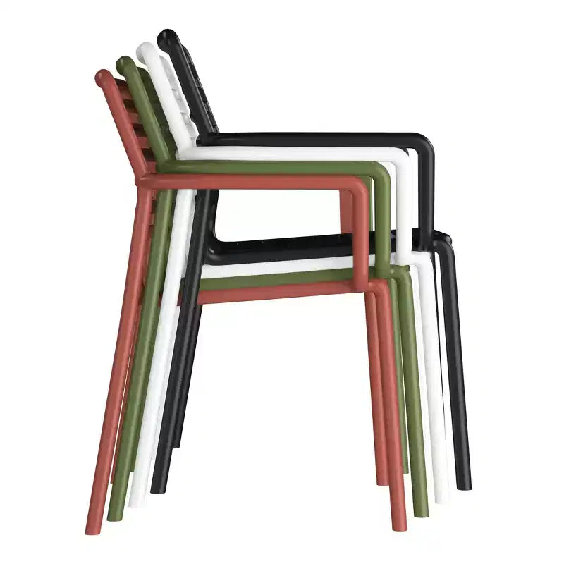 WestinTrends Playa Ensemble de table à manger de 5 pièces en métal pour l'intérieur et l'extérieur avec chaises de patio en plastique empilables