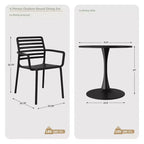 WestinTrends Playa Ensemble de table à manger de 5 pièces en métal pour l'intérieur et l'extérieur avec chaises de patio en plastique empilables