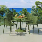 Set da pranzo da esterni WestinTrends Playa 5 pezzi con tavolo in metallo e sedie impilabili in resina da patio