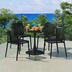 Set da pranzo da esterni WestinTrends Playa 5 pezzi con tavolo in metallo e sedie impilabili in resina da patio