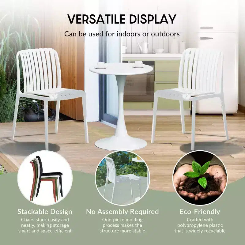 Set da pranzo da esterni WestinTrends Playa 5 pezzi con tavolo in metallo e sedie impilabili in resina da patio