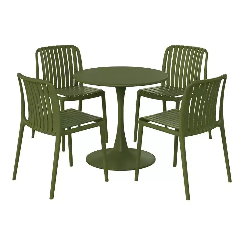 Ensemble de salle à manger extérieur 5 pièces WestinTrends Playa avec table en métal et chaises de patio empilables en résine