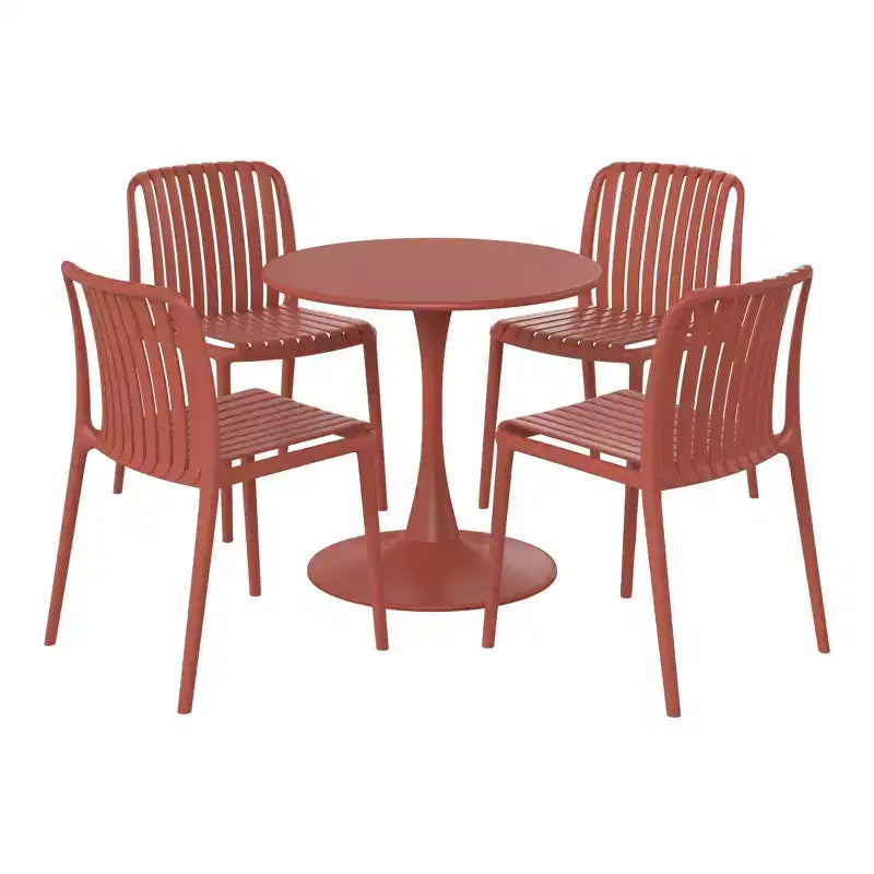 Ensemble de salle à manger extérieur 5 pièces WestinTrends Playa avec table en métal et chaises de patio empilables en résine