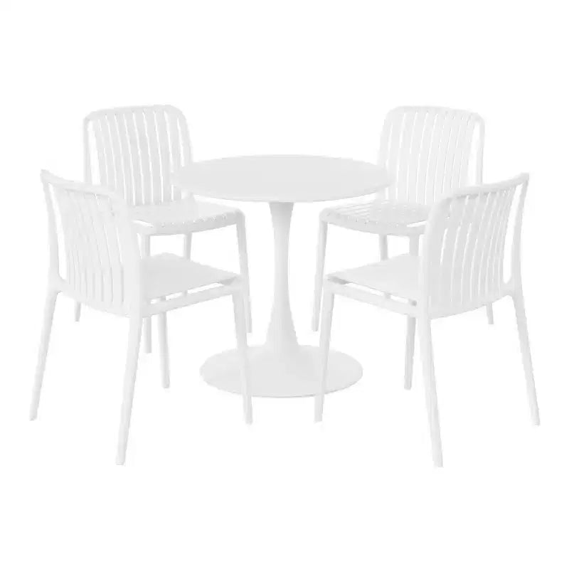 Ensemble de salle à manger extérieur 5 pièces WestinTrends Playa avec table en métal et chaises de patio empilables en résine