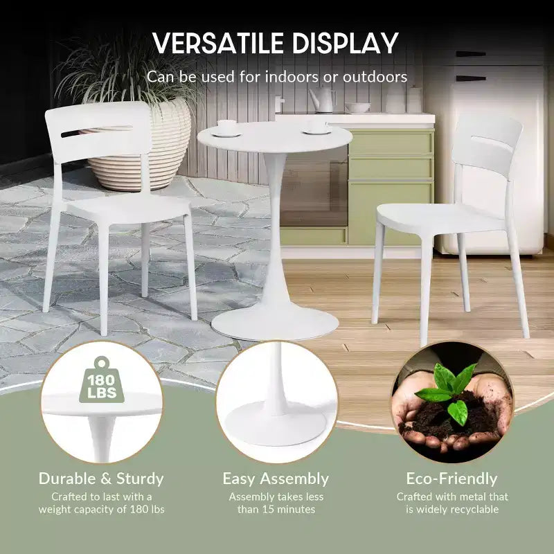 Ensemble de table à manger de patio WestinTrends Playa 3 pièces en métal, pour l'intérieur et l'extérieur, avec chaises de patio empilables