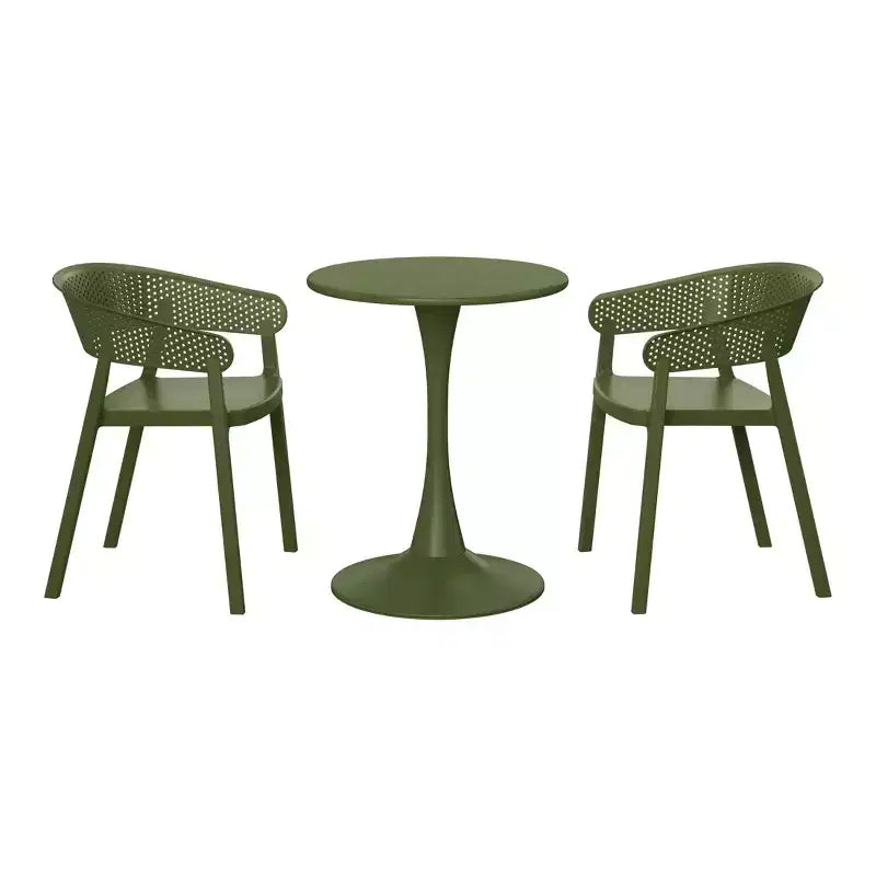 Ensemble de table à manger de patio WestinTrends Playa 3 pièces en métal, pour l'intérieur et l'extérieur, avec chaises de patio empilables