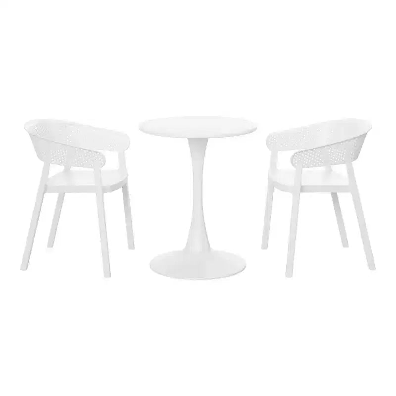 Ensemble de table à manger de patio WestinTrends Playa 3 pièces en métal, pour l'intérieur et l'extérieur, avec chaises de patio empilables