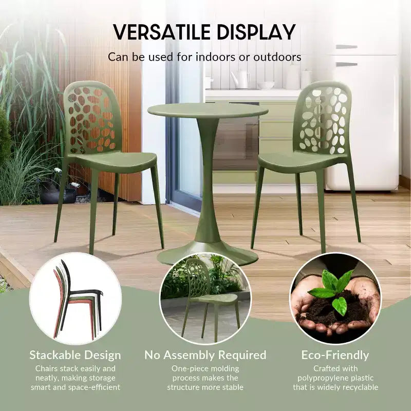 WestinTrends Playa, set da 3 pezzi per tavolo da pranzo da patio in metallo per esterni e interni con sedie da patio impilabili in polipropilene