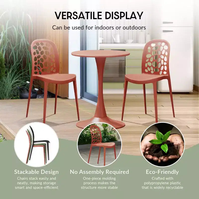 WestinTrends Playa, set da 3 pezzi per tavolo da pranzo da patio in metallo per esterni e interni con sedie da patio impilabili in polipropilene