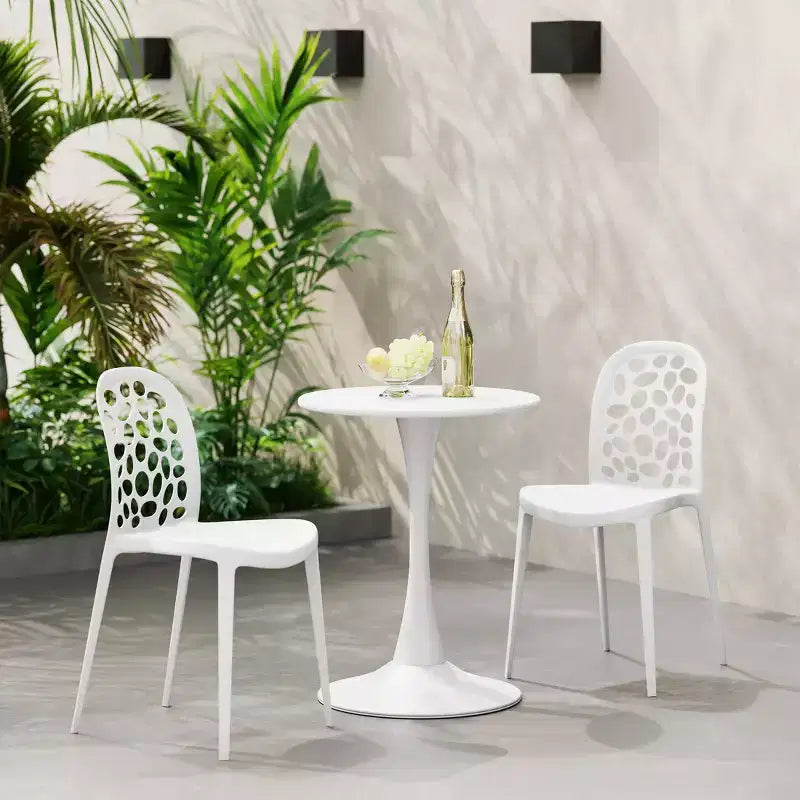 WestinTrends Playa, set da 3 pezzi per tavolo da pranzo da patio in metallo per esterni e interni con sedie da patio impilabili in polipropilene