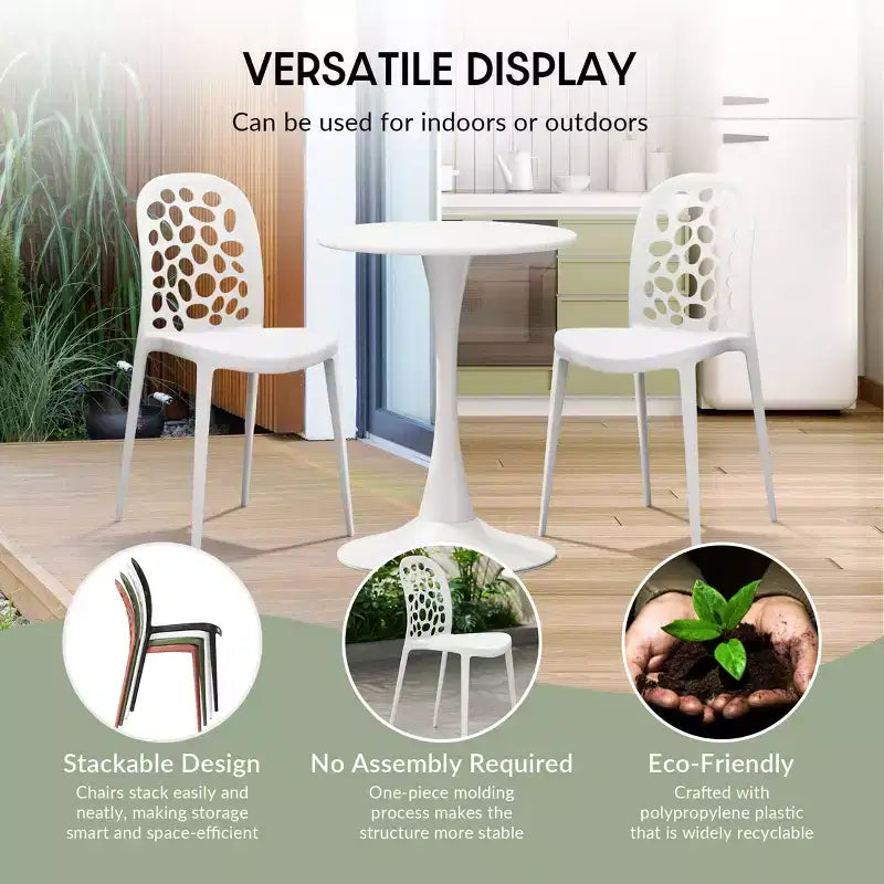 WestinTrends Playa, set da 3 pezzi per tavolo da pranzo da patio in metallo per esterni e interni con sedie da patio impilabili in polipropilene