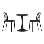 WestinTrends Playa 3-Piece Outdoor Indoor Metal Patio Dining Table Set With Stackable Polypropylene Patio Side Chairs