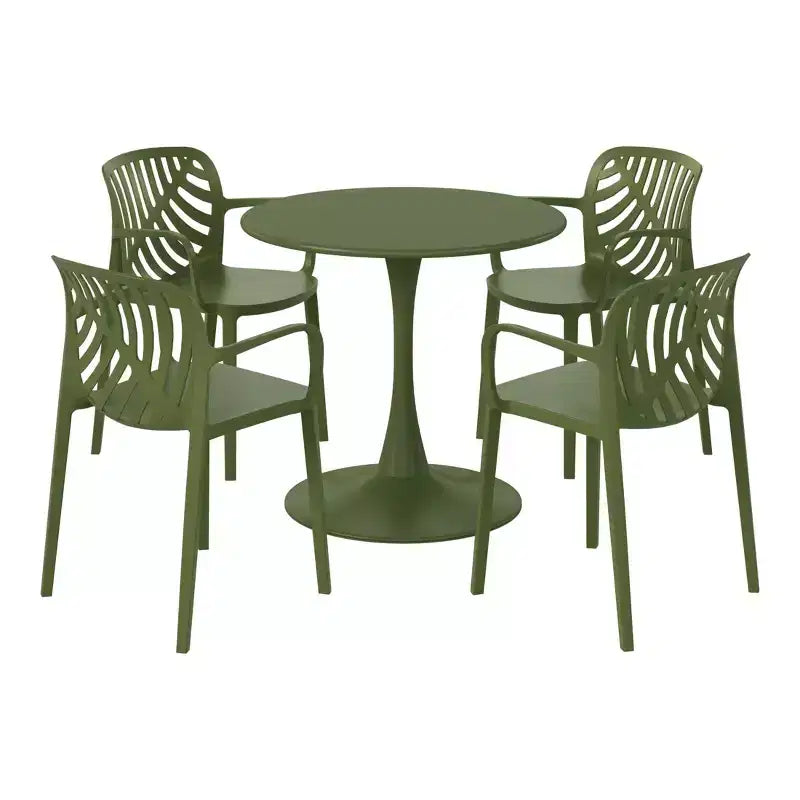 Ensemble de salle à manger d'extérieur et d'intérieur WestinTrends Playa 5 pièces en métal avec chaises de patio empilables